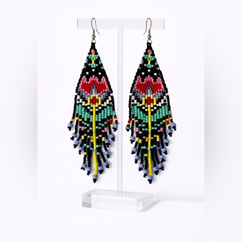 Colorful Beaded Dangle Earrings NWT